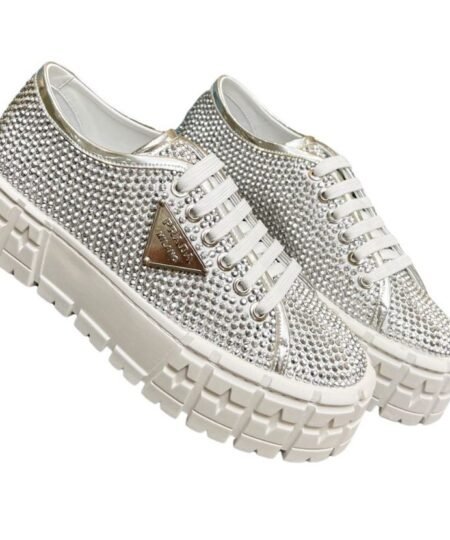 Prada Sneakers With Crystals White For Women 1.9 in/ 5 cm