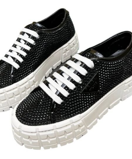 Prada Sneakers With Crystals Black For Women 1.9 in/ 5 cm