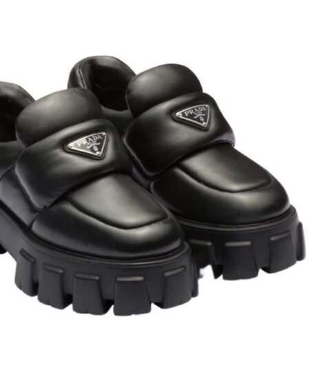 Prada Soft Padded Nappa Loafers Black For Women 2.1 in/ 5.5 cm 1D125N_2DL8_F0002_F_055