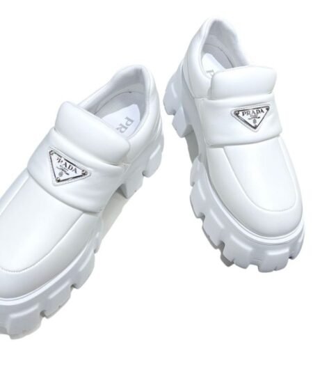 Prada Soft Padded Nappa Loafers White For Women 2.1 in/ 5.5 cm
