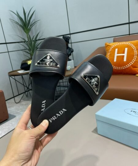 Prada Saffiano Slides Black For Women 0.4in/10mm PRD 1XX627_053_F0002_F_010