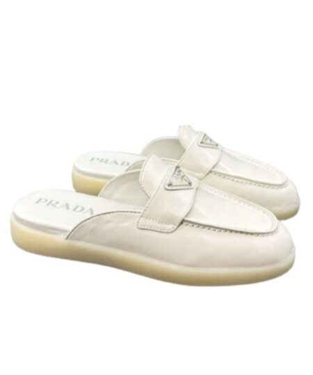 Prada Brushed Sabots White For Women