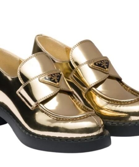 Prada Metallic Loafers Gold Tone For Women 1.9 in/ 5cm 1D246M_3AU1_F0522_F_B050