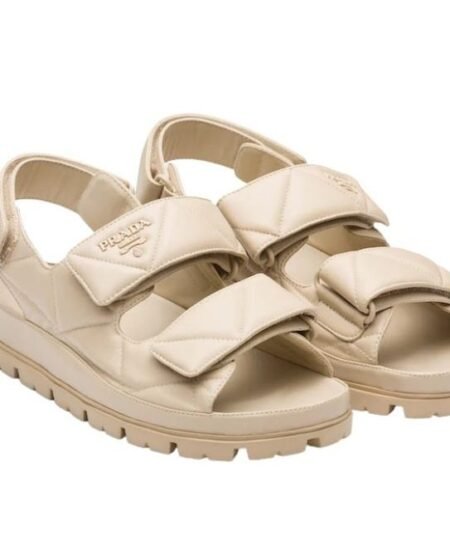 Prada Padded Nappa Sandals Beige For Women 0.8 in/ 2cm 1X721M_038_F0F24_F_020