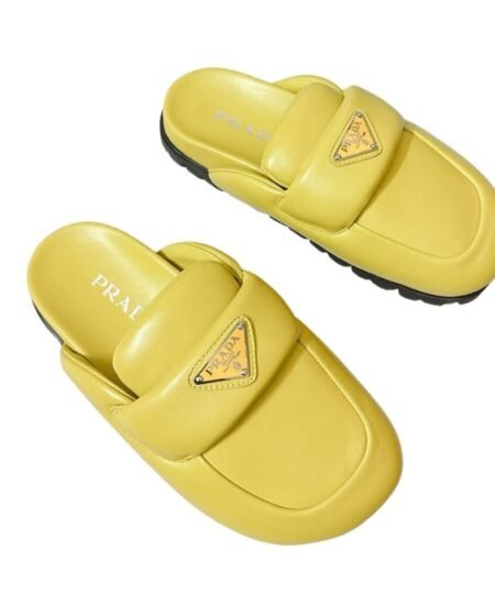Prada Soft Padded Nappa Sabots Yellow For Women 0.8 in/ 2cm