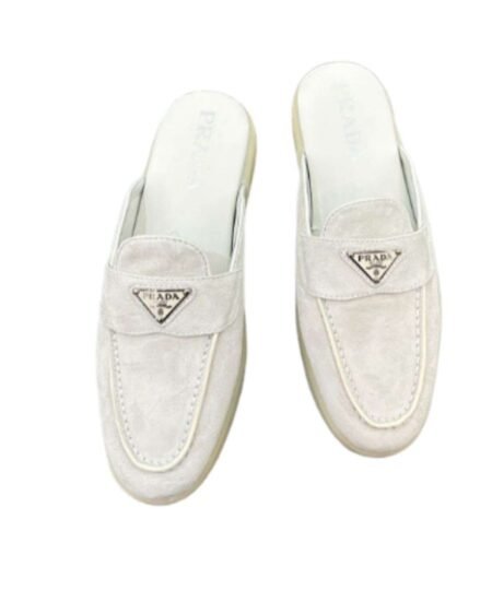 Prada Brushed Sabots White For Women