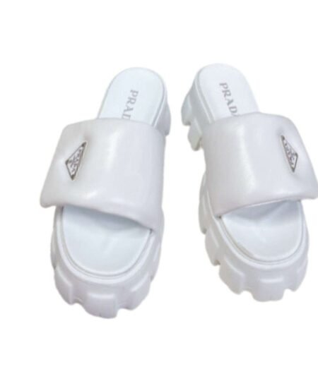 Prada Soft Padded Slides White For Women