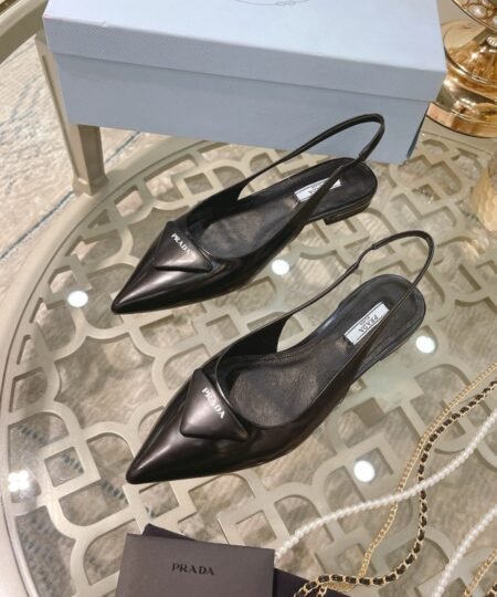 Alternative view of Prada Brushed Slingback Pumps Light Black For Women 0.4 in/ 1 cm