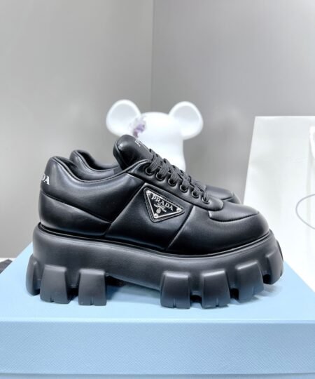 Alternative view of Prada Soft Padded Nappa Lace-Up Shoes Black For Women 2.1 in/ 5.5 cm