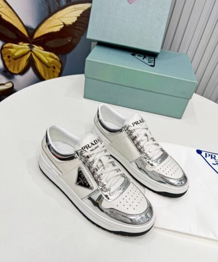 Alternative view of Prada Downtown Metallic Sneakers White For Women 1.2 in/ 3 cm