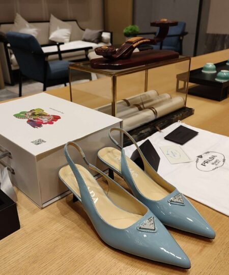 Alternative view of Prada Slingback Spike Pumps Blue For Women