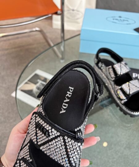 Alternative view of Prada Satin Sandals With Crystals White For Women 0.8 in/ 2cm