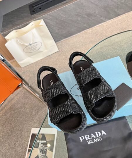 Alternative view of Prada Satin Sandals With Crystals Black For Women 0.8 in/ 2cm 1X013N_2AWL_F0002_F_020