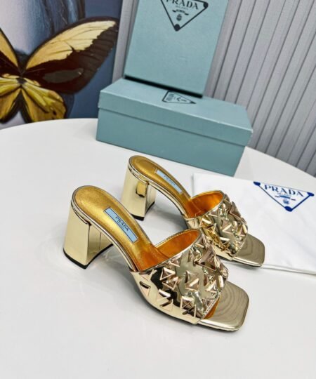 Alternative view of Prada Studded Metallic Mules Gold Tone For Women 2.6 in/ 6.5cm 1XX647_3LL5_F0522_F_065