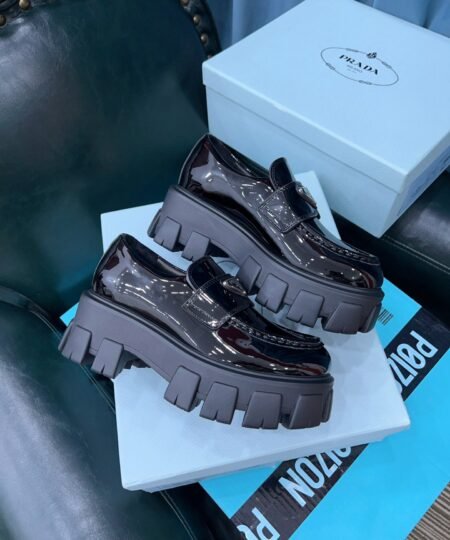 Alternative view of Prada Monolith Brushed Loafers Black For Women 2.4in/60mm PRD