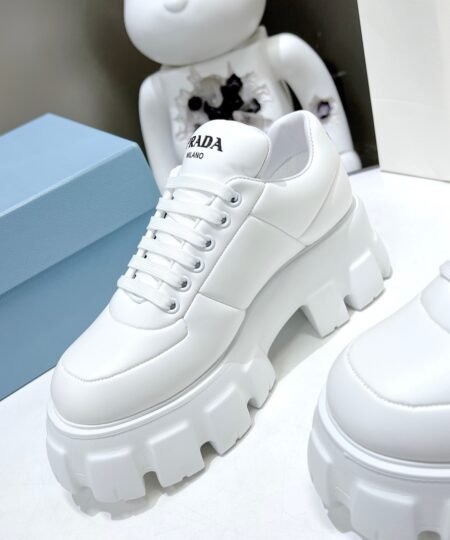 Alternative view of Prada Soft Padded Nappa Lace-Up Shoes White For Women 2.1 in/ 5.5 cm 1E119N_2DL8_F0009_F_055