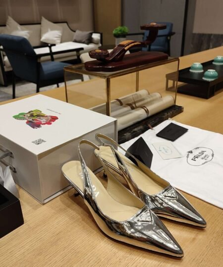 Alternative view of Prada Slingback Spike Pumps Silver For Women