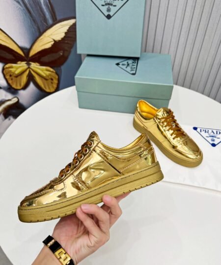Alternative view of Prada Downtown Metallic Sneakers Gold Tone For Women 1.2 in/ 3 cm 1E792M_3AU1_F0522_F_030