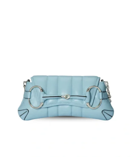 Gucci Horsebit Chain Small Shoulder Bag Light Blue For Women 10.6 Inches/ 26.9 Cm 764339 AACU1 4811
