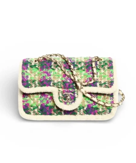 Chanel Large Flap Bag Gold-Tone Metal Fuchsia Green For Women 26.5cm/10.4in - AS5686-B21397-U3544