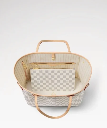Alternative view of Louis Vuitton Neverfull MM Tote Bag Damier Azur Canvas Beige For Women 31cm/12.2in N40604