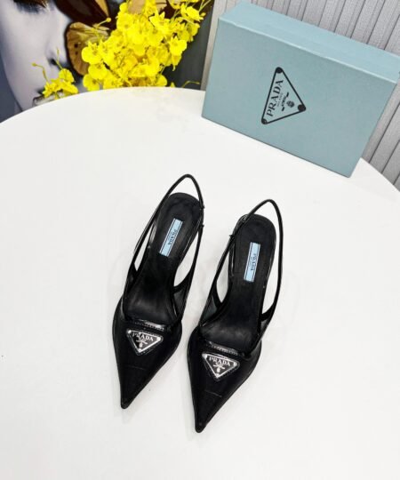 Prada Mesh Fabric Slingback Pumps Black For Women PRD 1I828M_099_F0002_F_045