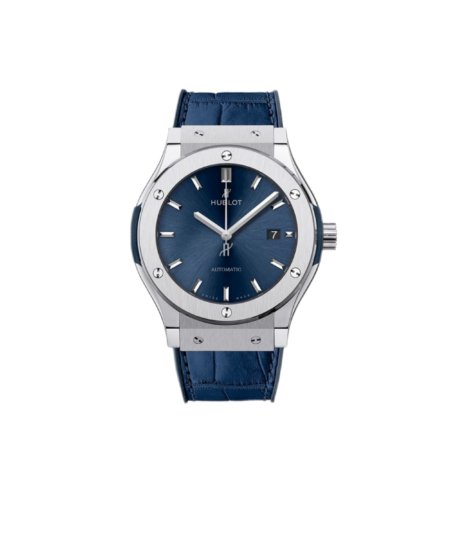 Hublot Classic Fusion Watch Automatic Silver Toned Blue Sunray Dial 42mm For Men 542.NX.7170.LR