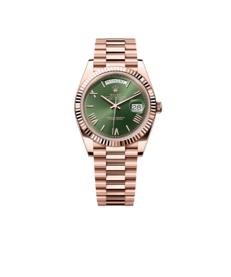 Rolex Day-Date 40 Watch Rose Gold Toned Olive Green Dial 40mm For Men 228235-0025