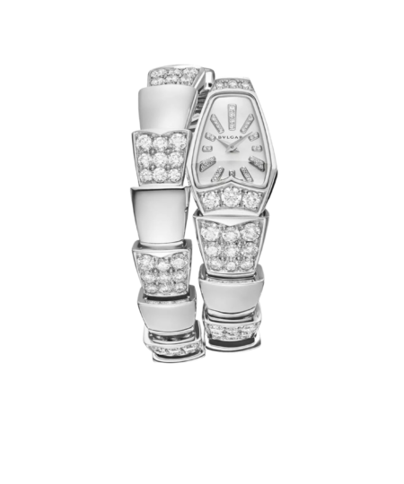 Bvlgari Serpenti Jewelry Watch Silver Toned White Dial 26mm For Women 101787