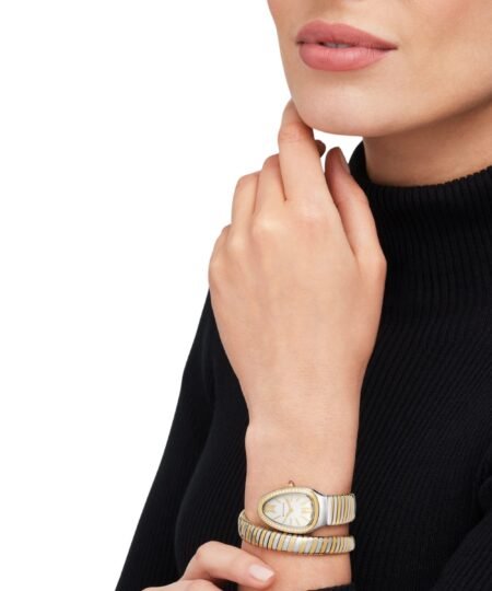 Alternative view of Bvlgari Serpenti Tubogas Watch Silver/Gold Toned White Dial 35mm For Women 103648