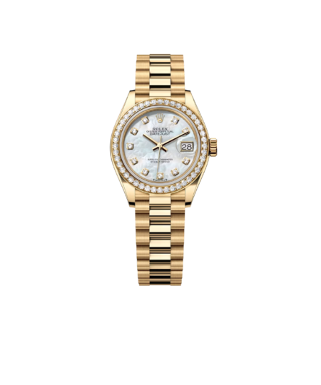 Rolex Lady-Datejust Watch Gold Toned White Pearl Dial 28mm For Women 279138RBR-0015