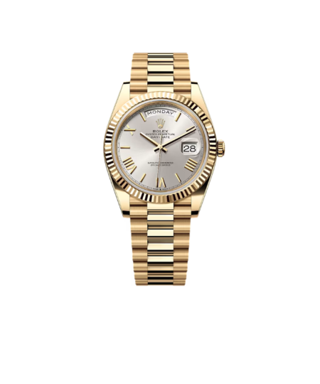 Rolex Day-Date 36 Watch Gold Toned Silver Dial 36mm For Men