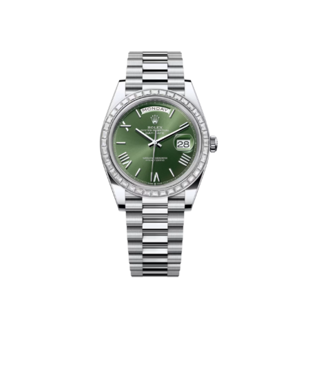 Rolex Day-Date 40 Watch Silver Toned Olive Green Dial 40mm For Men M228396TBR-0020