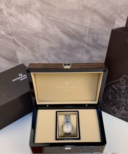 Alternative view of Patek Philippe Nautilus Watch Silver Toned White Dial 35mm For Men