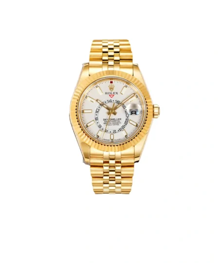 Rolex Sky Dweller Watch Yellow Gold White Dial 42mm For Men