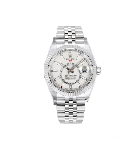 Rolex Sky Dweller Watch Silver White Dial 42mm For Men