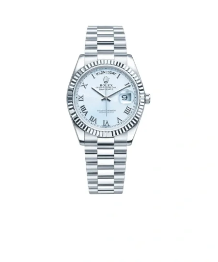 Rolex Day Date Watch Silver Roman Numerals 36mm For Women