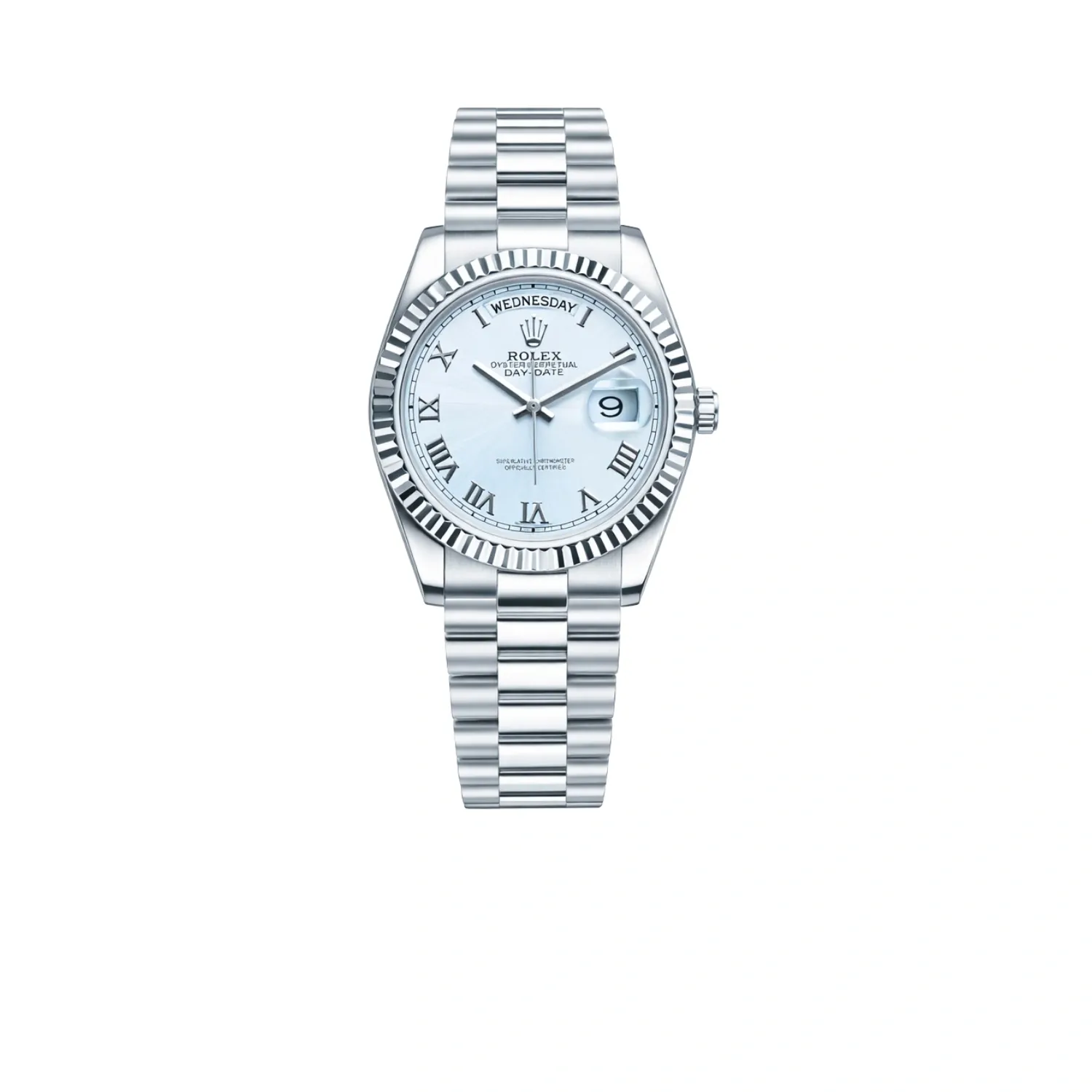 Rolex Day Date Watch Silver Roman Numerals 36mm For Women