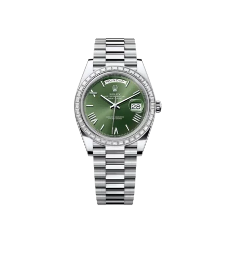 Rolex Day-Date 40 Watch Silver Toned Olive Green Dial 40mm For Men M228396TBR-0020