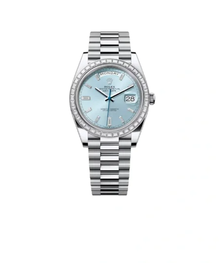 Rolex Day-Date 40 Watch Silver Toned Ice Blue Dial 40mm For Men 228396TBR-0019