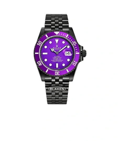 Rolex Blaken Daytona Submariner Watch Purple Dial And Bezel Edition 40mm For Men