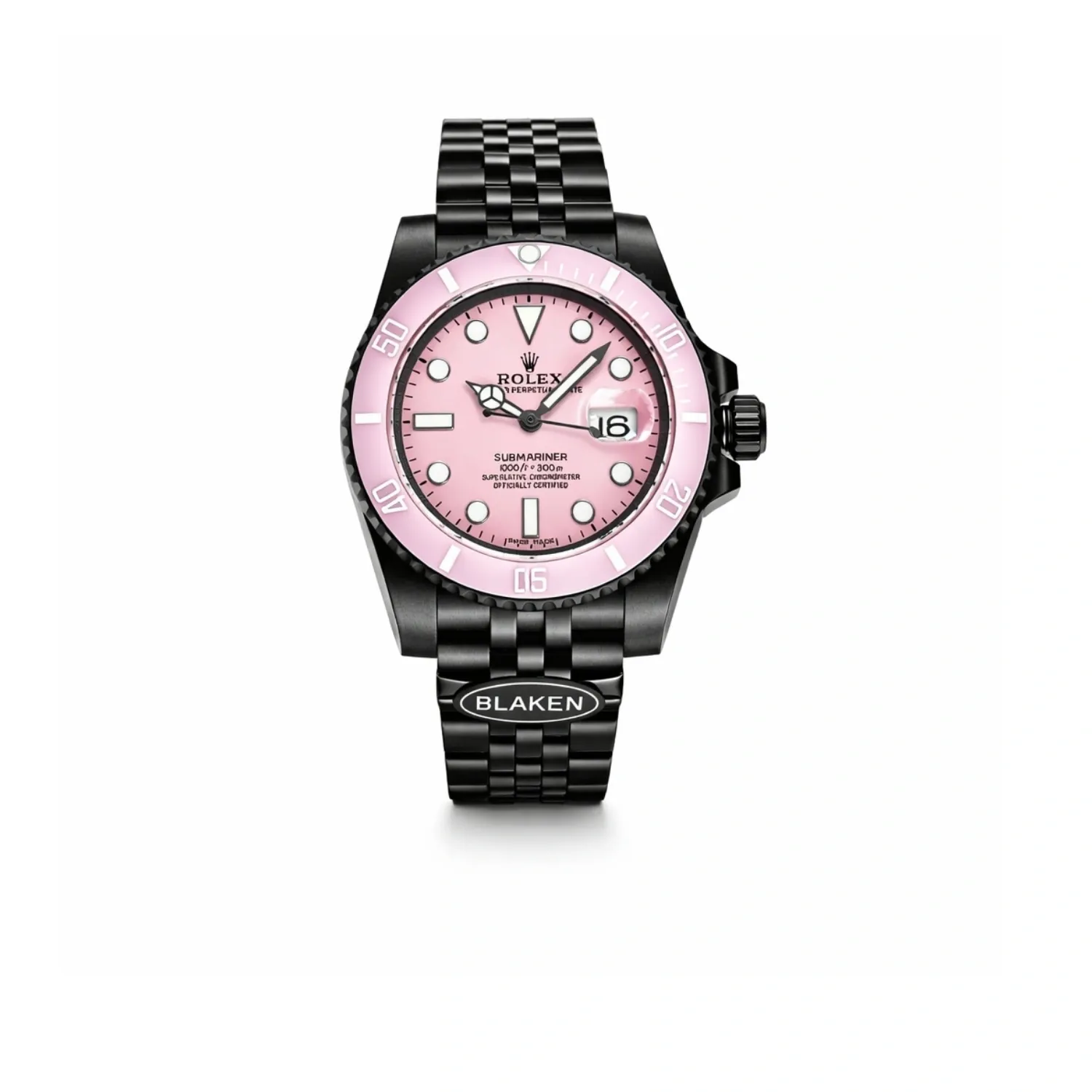 Rolex Blaken Daytona Submariner Watch Pink Dial And Pink Bezel Edition 40mm