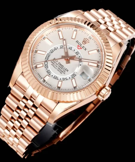 Alternative view of Rolex Sky Dweller Watch Rose Gold White Dial 42mm For Men
