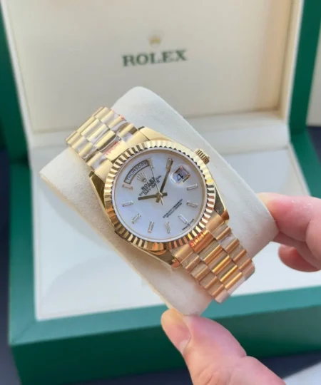Alternative view of Rolex Day Date Watch Yellow Gold Diamond Hour Markers 36mm For Women