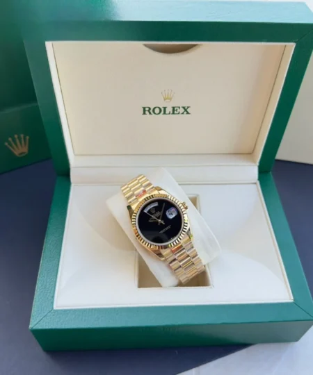 Alternative view of Rolex Day Date Watch Yellow Gold Black Dial 36mm For Women