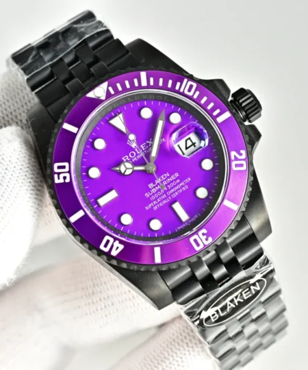 Alternative view of Rolex Blaken Daytona Submariner Watch Purple Dial And Bezel Edition 40mm For Men