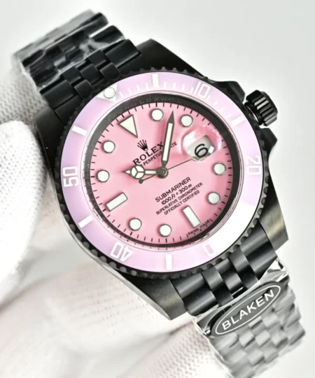 Alternative view of Rolex Blaken Daytona Submariner Watch Pink Dial And Pink Bezel Edition 40mm