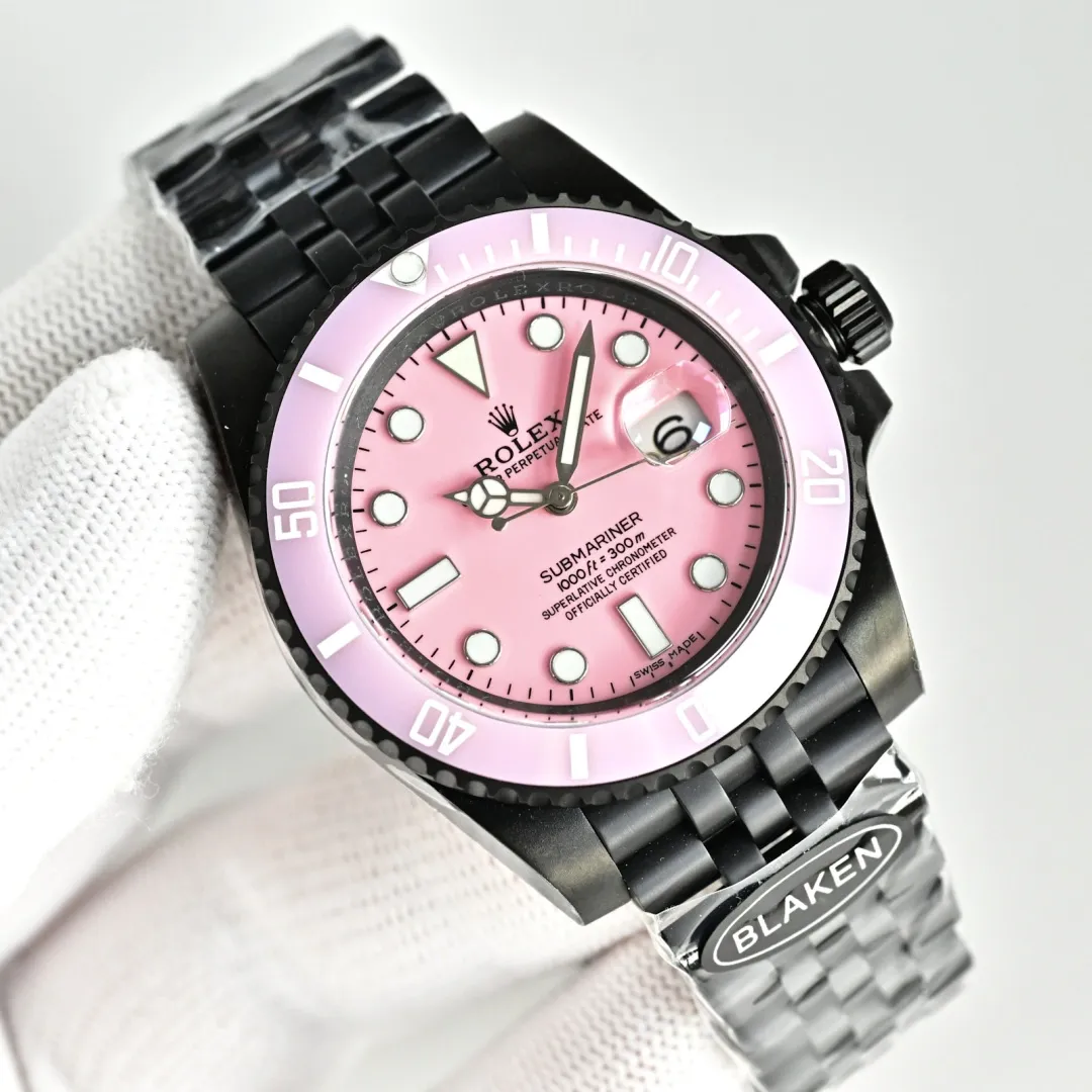 Rolex Blaken Daytona Submariner Watch Pink Dial And Pink Bezel Edition 40mm - Image 2