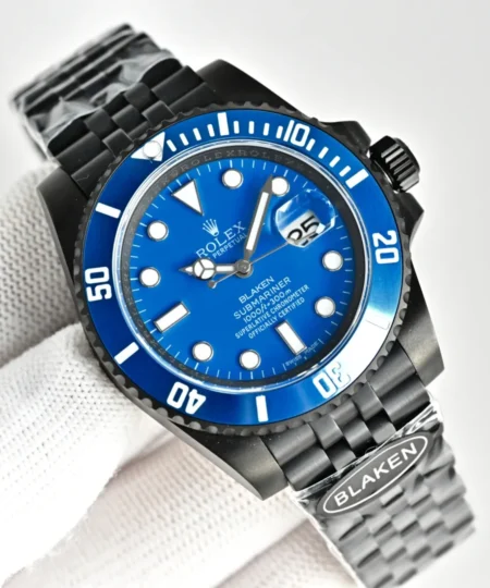 Alternative view of Rolex Blaken Daytona Submariner Watch Blue Dial & Blue Bezel Edition 40mm For Men