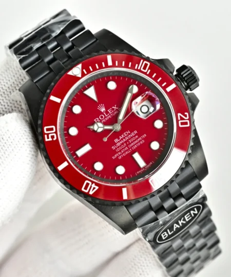 Alternative view of Rolex Blaken Daytona Submariner Watch Red Dial And Red Bezel Edition 40mm For Men